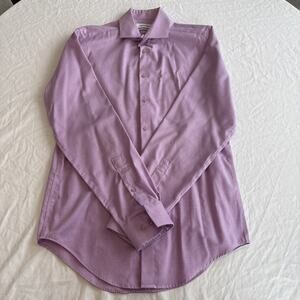 Calvin Klein Shirt Mens 15 34/35 Pink Slim Fit Non Iron Dress Button Front